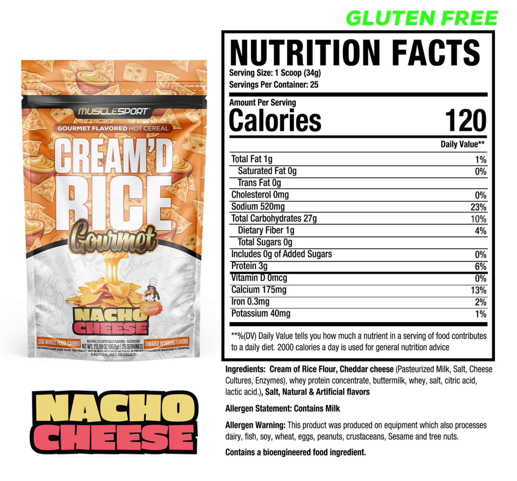 MuscleSport Cream'd Rice Gourmet - Hot Cereal - 25 servings