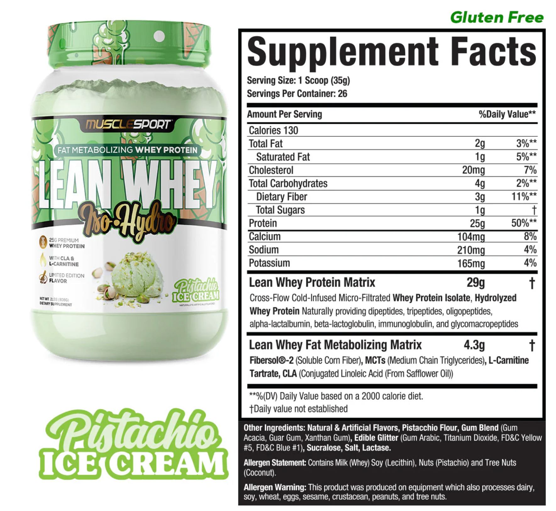 MuscleSport: 2LB Lean Whey Protein Iso Hydro Gourmet Protein