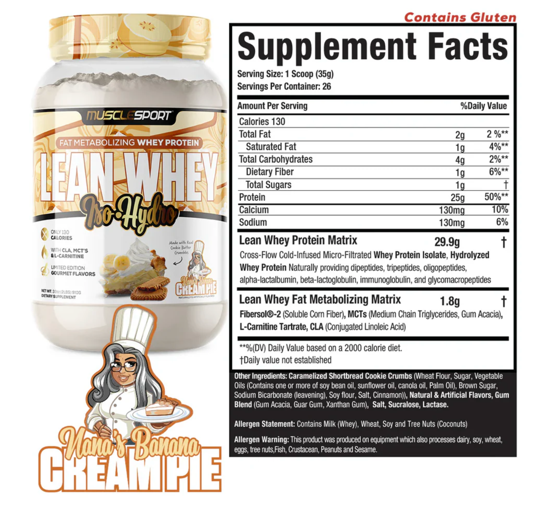 MuscleSport: 2LB Lean Whey Protein Iso Hydro Gourmet Protein