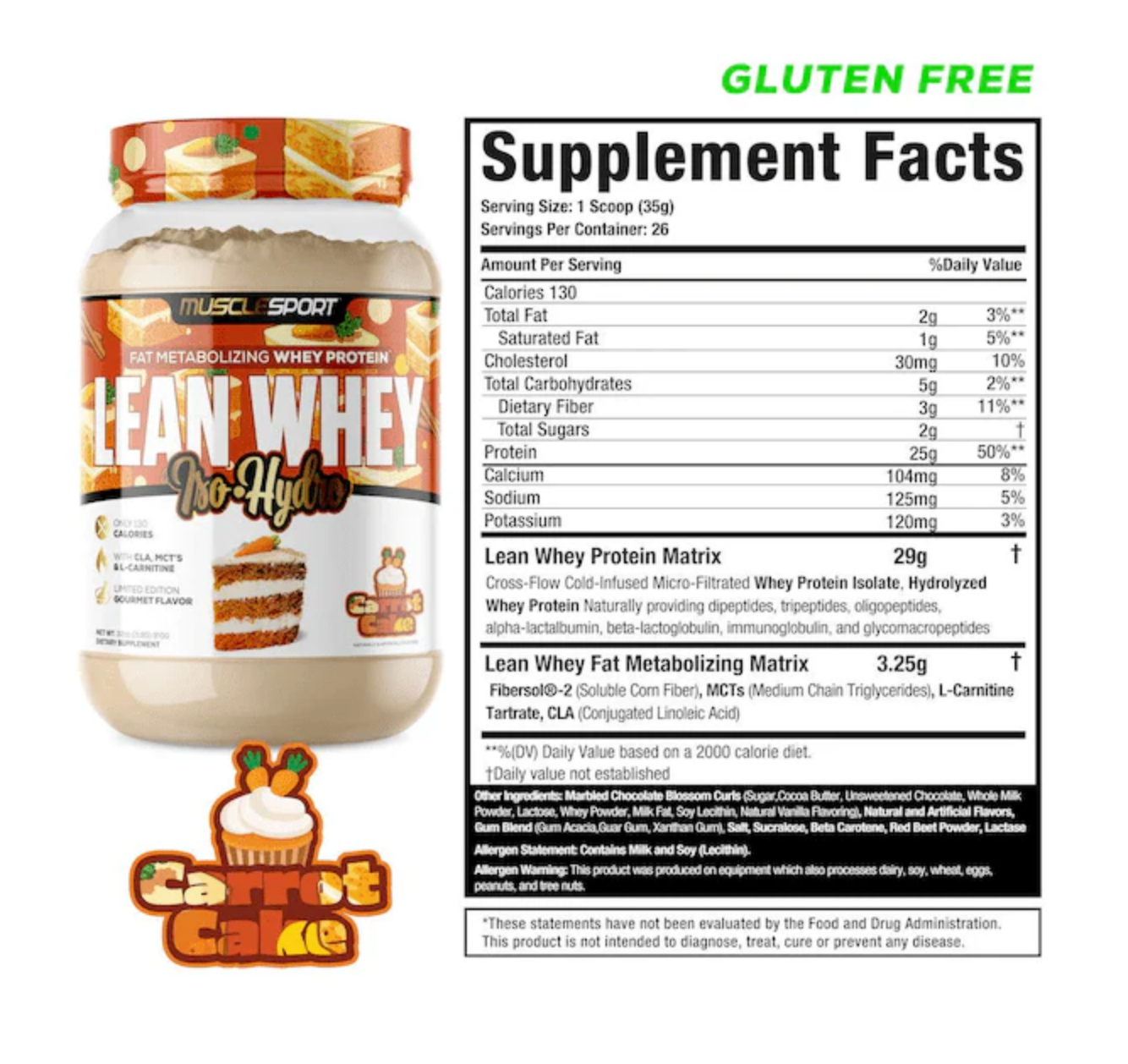 MuscleSport: 2LB Lean Whey Protein Iso Hydro Gourmet Protein