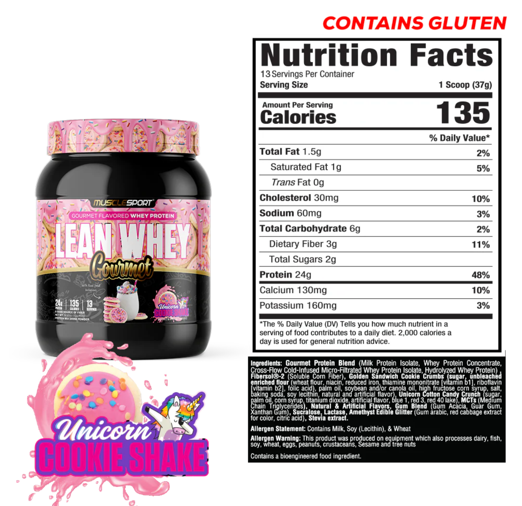 MuscleSport: 1LB Lean Whey Gourmet Premium Blended Protein