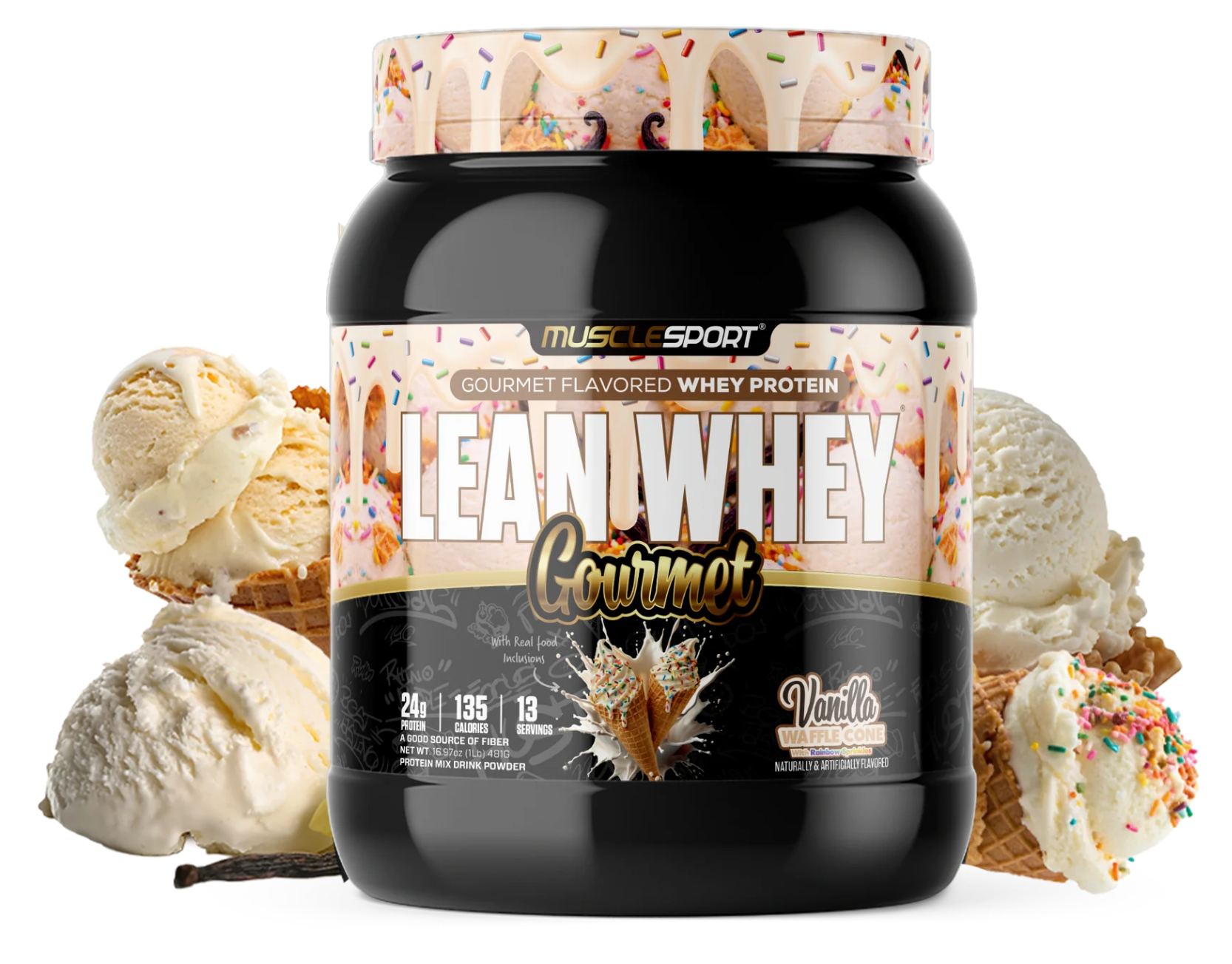 MuscleSport: 1LB Lean Whey Gourmet Premium Blended Protein