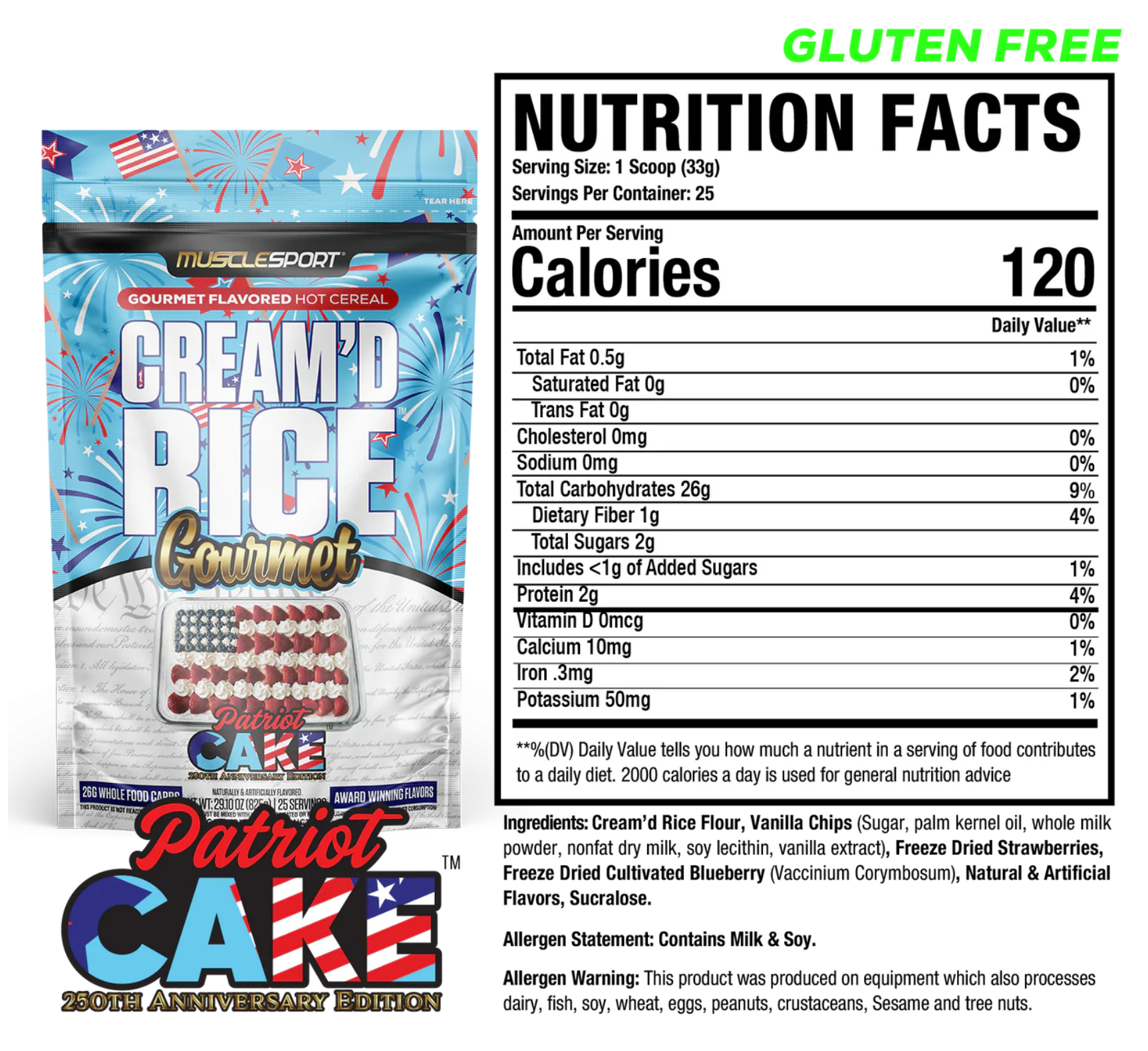 MuscleSport Cream'd Rice Gourmet - Hot Cereal - 25 servings