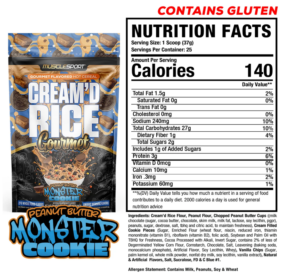 MuscleSport Cream'd Rice Gourmet - Hot Cereal - 25 servings