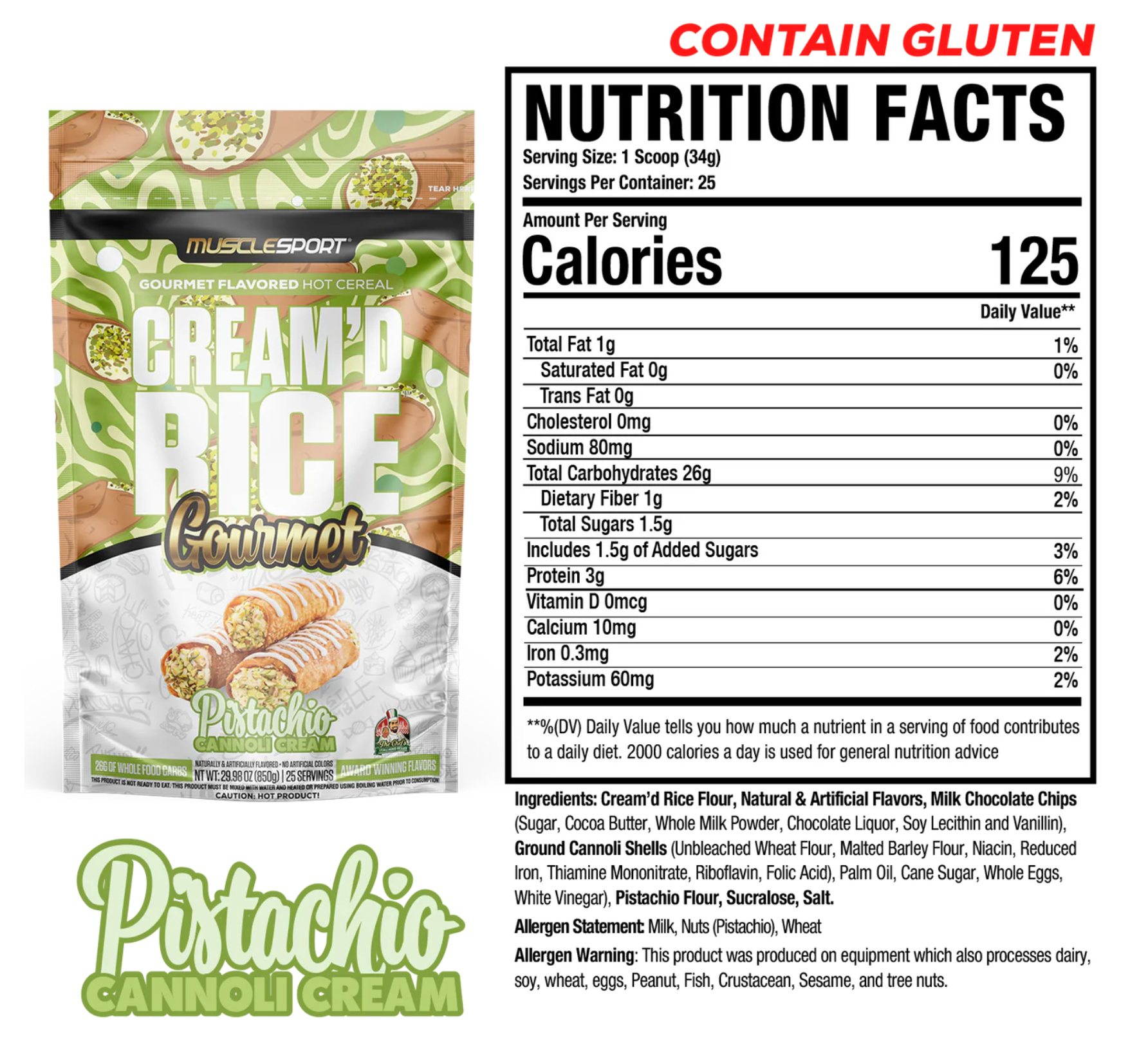 MuscleSport Cream'd Rice Gourmet - Hot Cereal - 25 servings