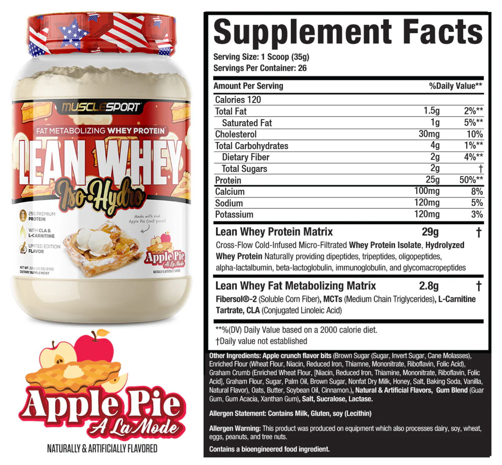 MuscleSport: 2LB Lean Whey Protein Iso Hydro Gourmet Protein