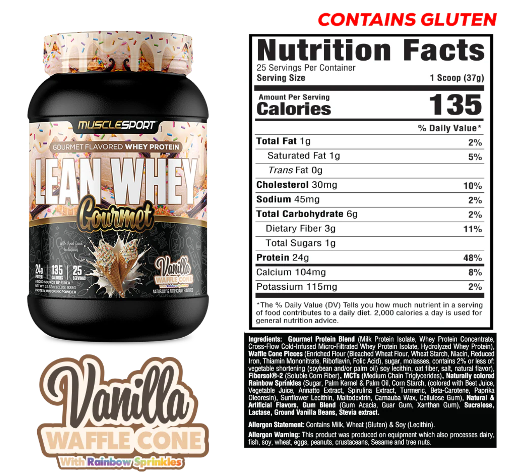 MuscleSport: 2LB Lean Whey Gourmet Premium Blended Protein