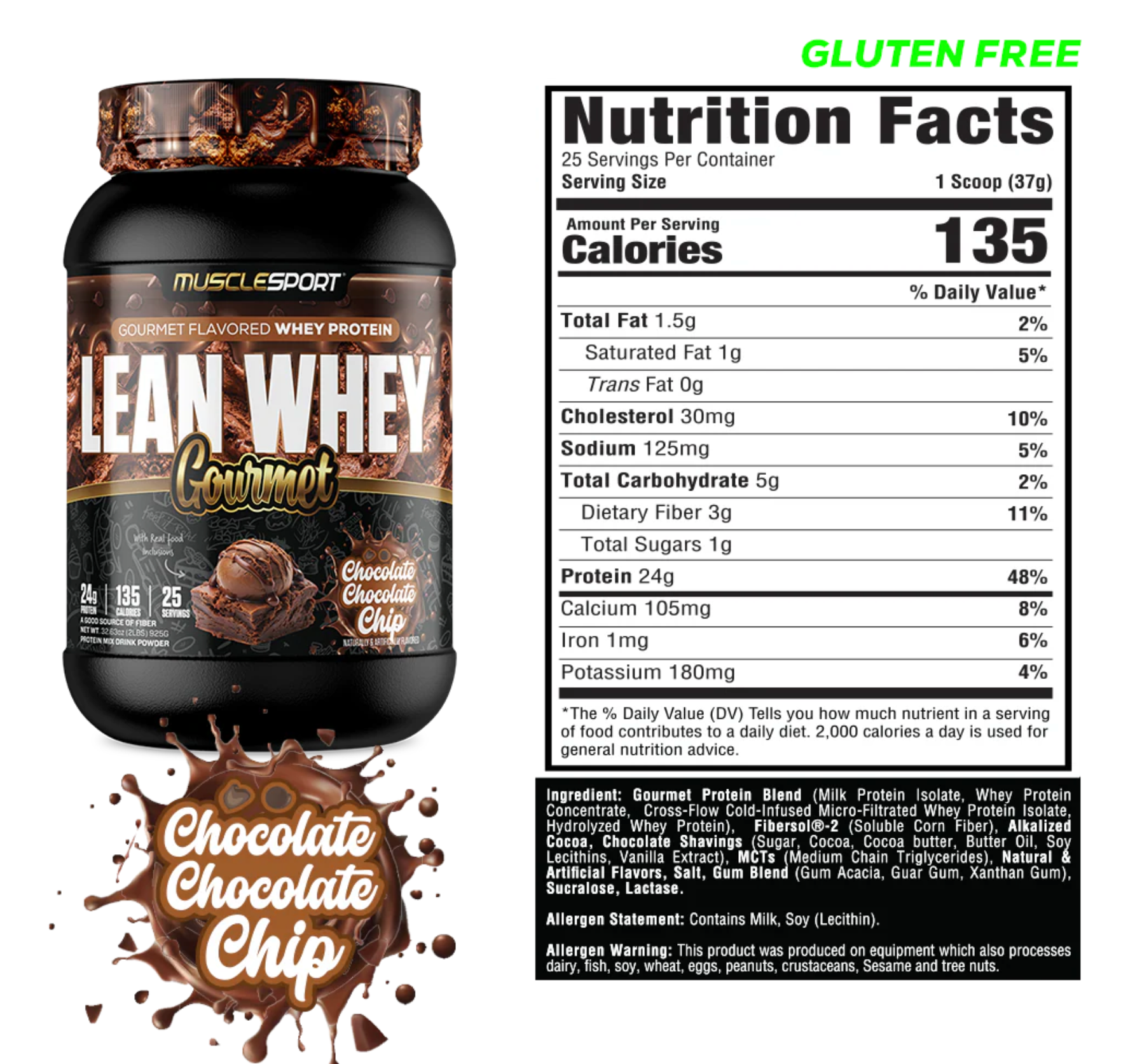 MuscleSport: 2LB Lean Whey Gourmet Premium Blended Protein
