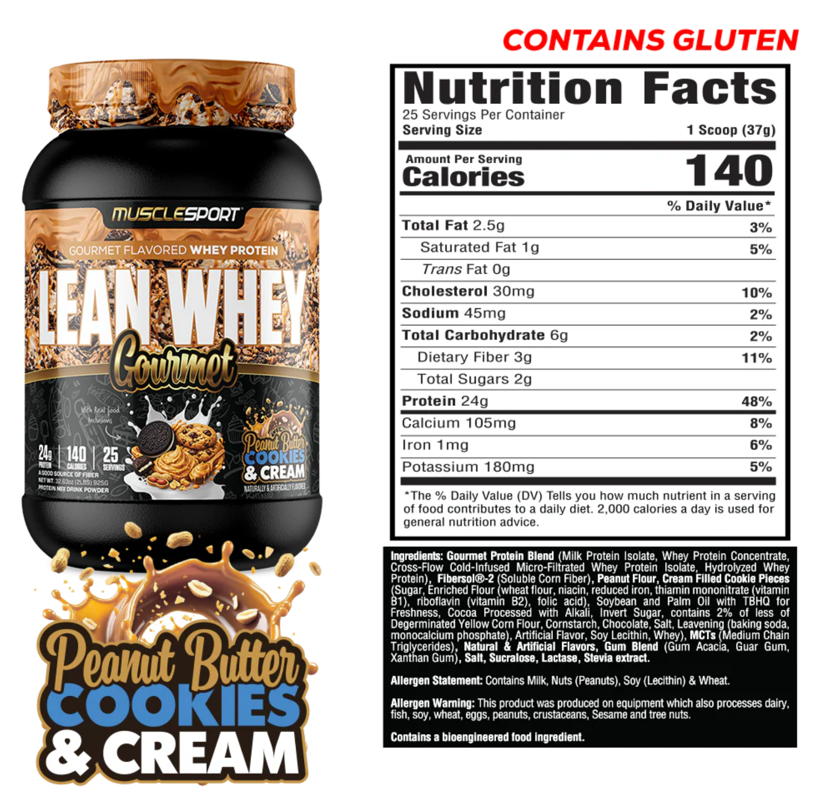 MuscleSport: 2LB Lean Whey Gourmet Premium Blended Protein