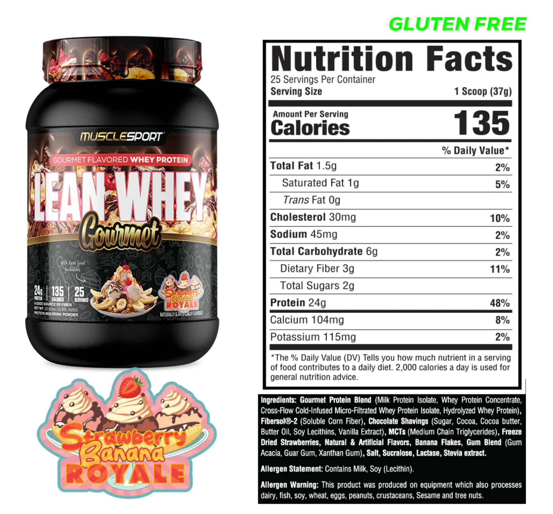 MuscleSport: 2LB Lean Whey Gourmet Premium Blended Protein
