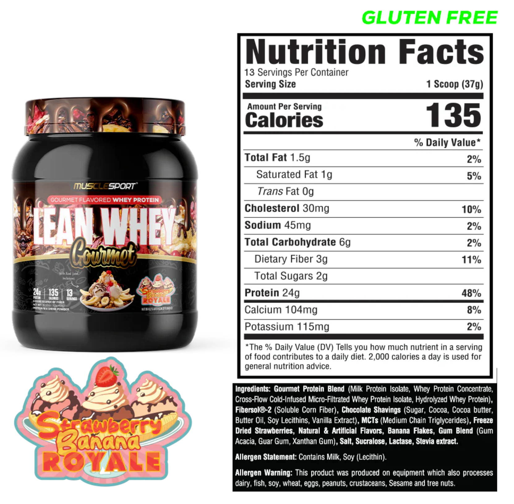 MuscleSport: 1LB Lean Whey Gourmet Premium Blended Protein